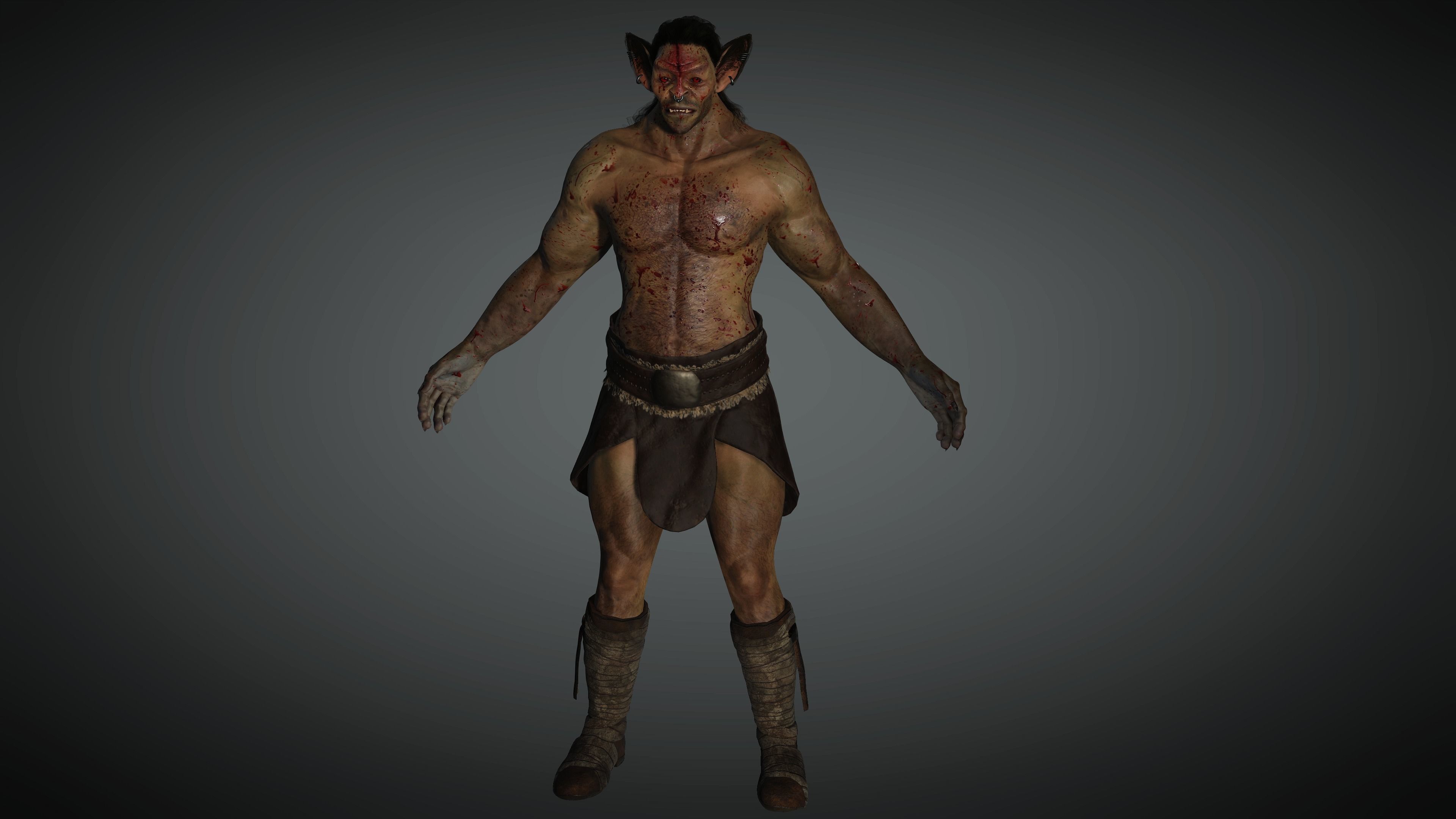 AAA Fantasy Male Orc Character 01 Low-poly 3D model_9