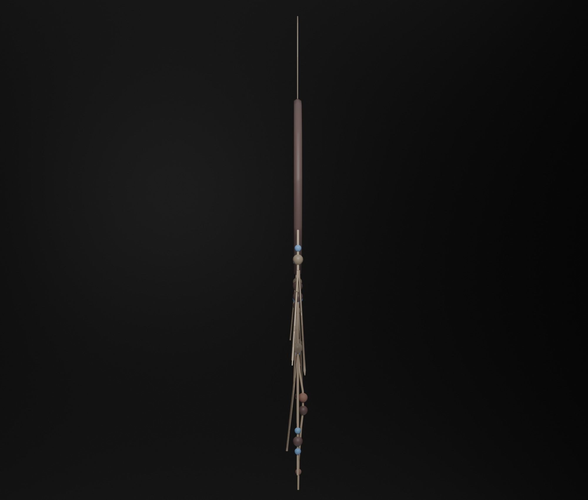 Dreamcatcher wooden stick with string Low-poly 3D model_5