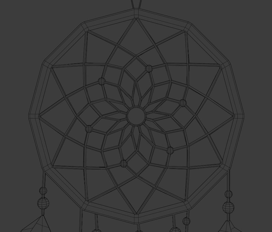 Dreamcatcher wooden stick with string Low-poly 3D model_8