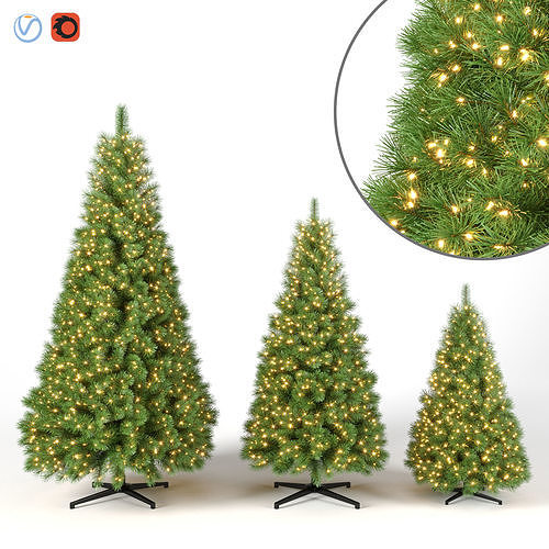 Christmas Tree With Lights Set 1 3D model