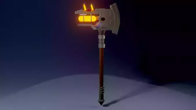 Stylized Futuristic Axe Low-Poly game ready
