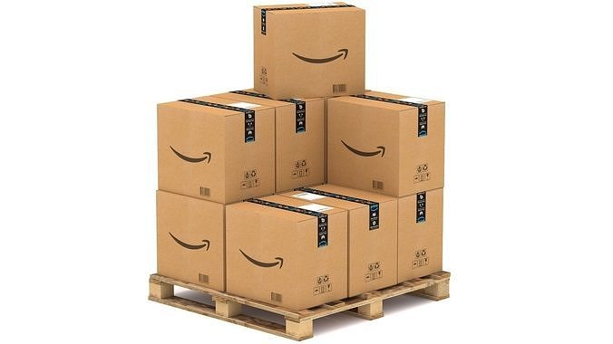 Amazon Cardboard Box with Pallet 3D model