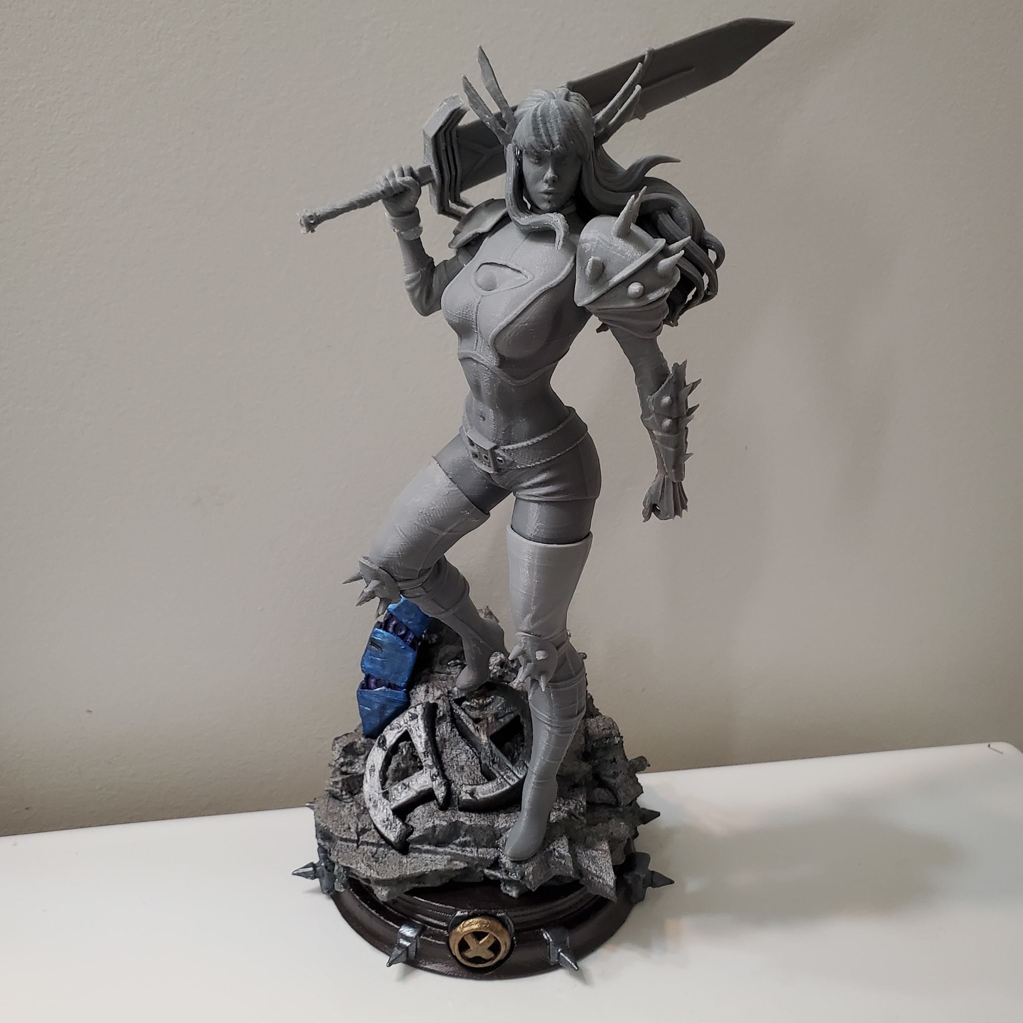 Magik dc comics female warrior statue 3D print model_5