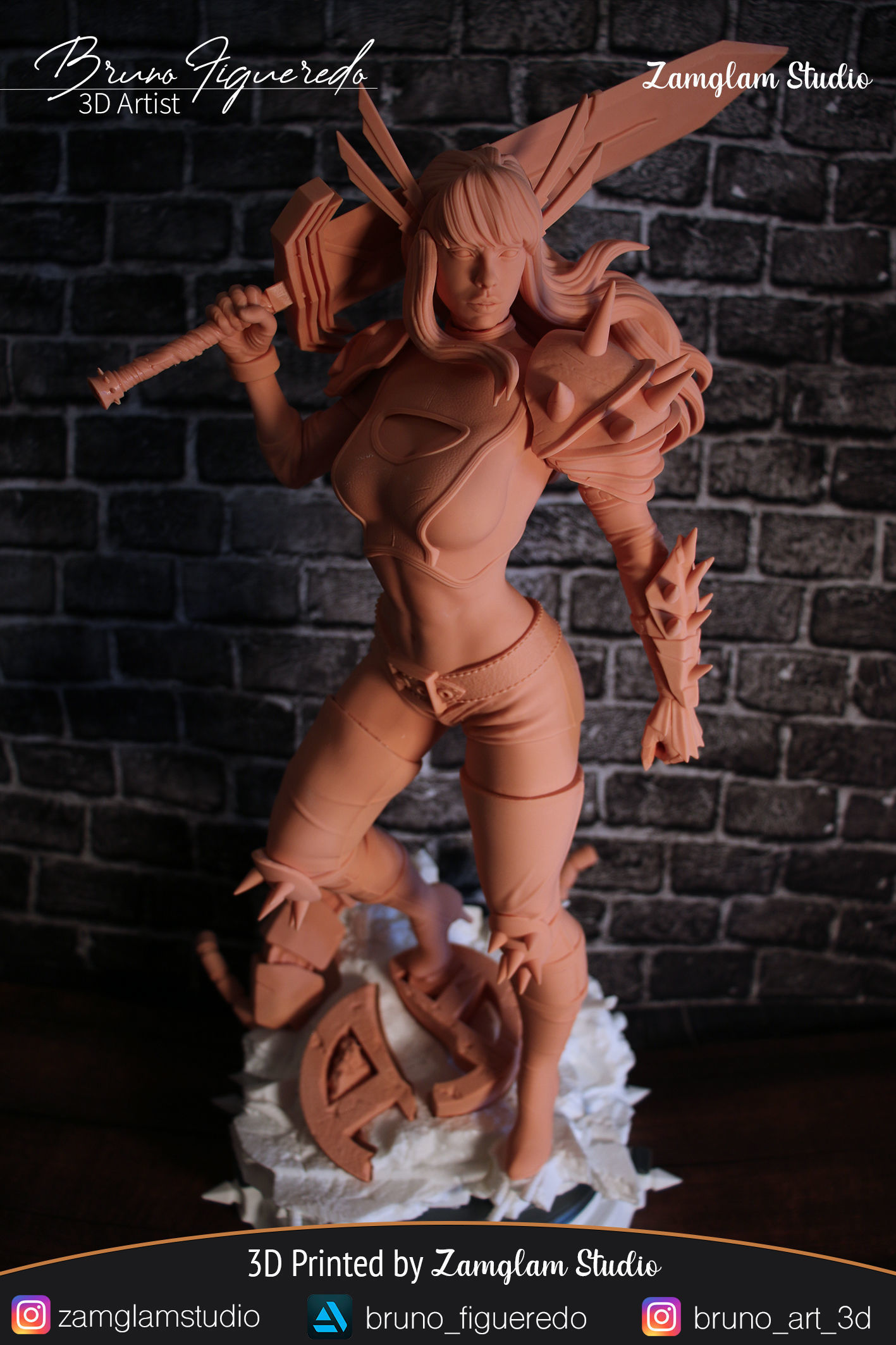 Magik dc comics female warrior statue 3D print model_3