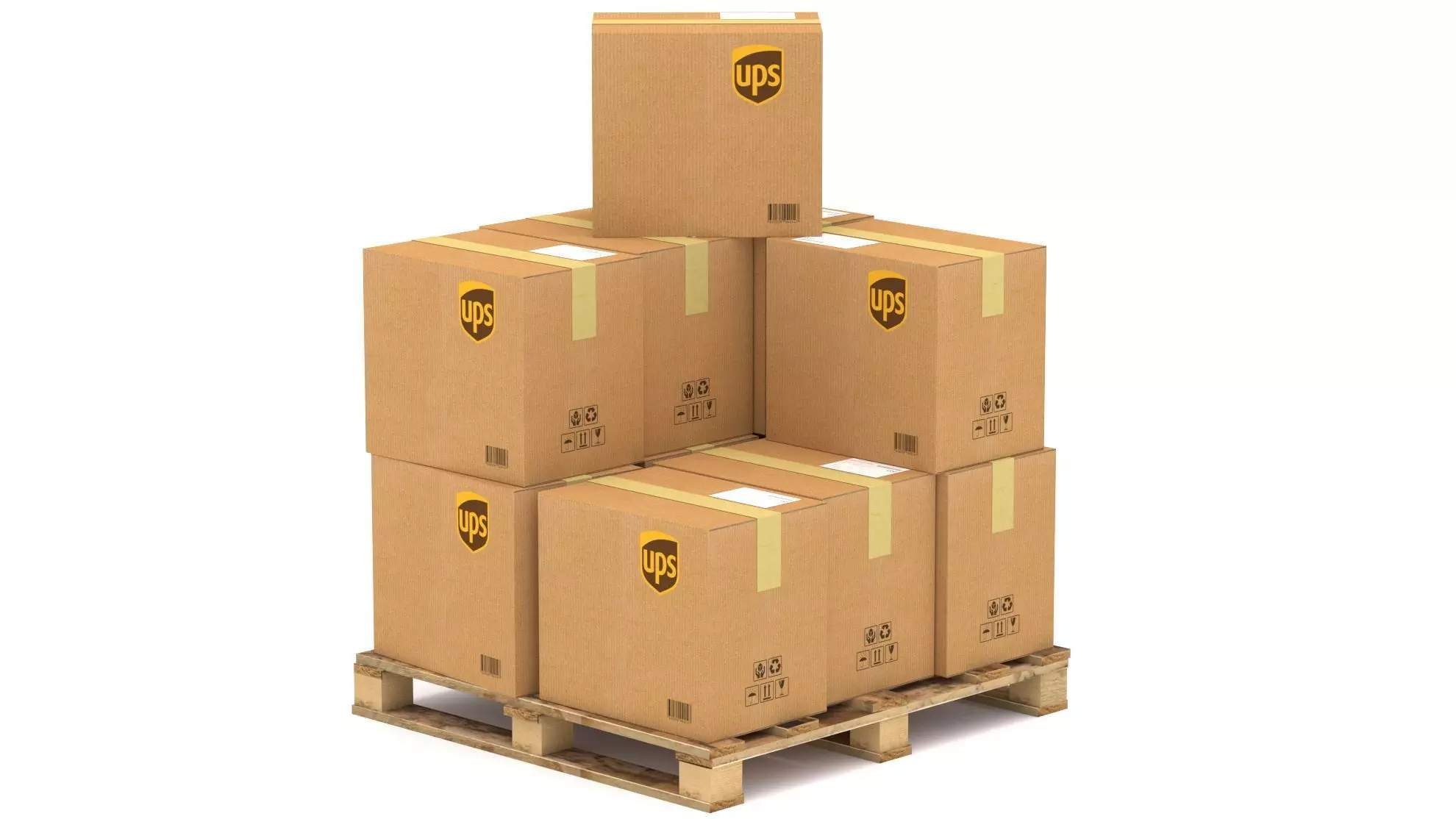 UPS Cardboard Box with Pallet 3D model