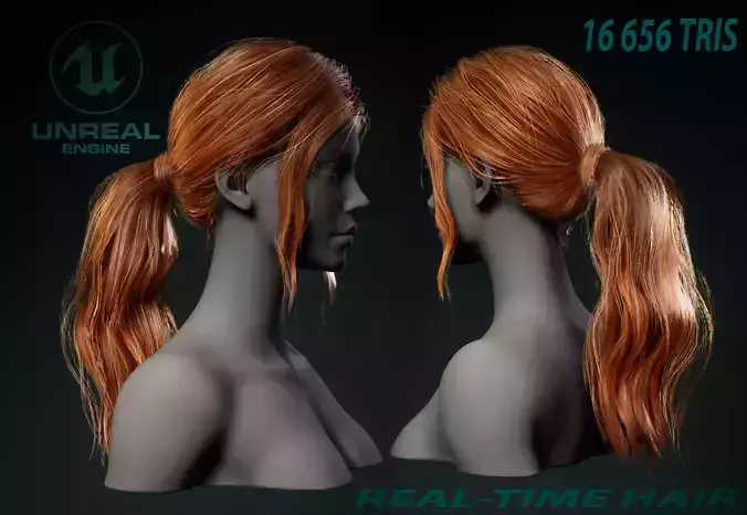 Hairstyle ponytail Hair-cards Low-poly 3D model