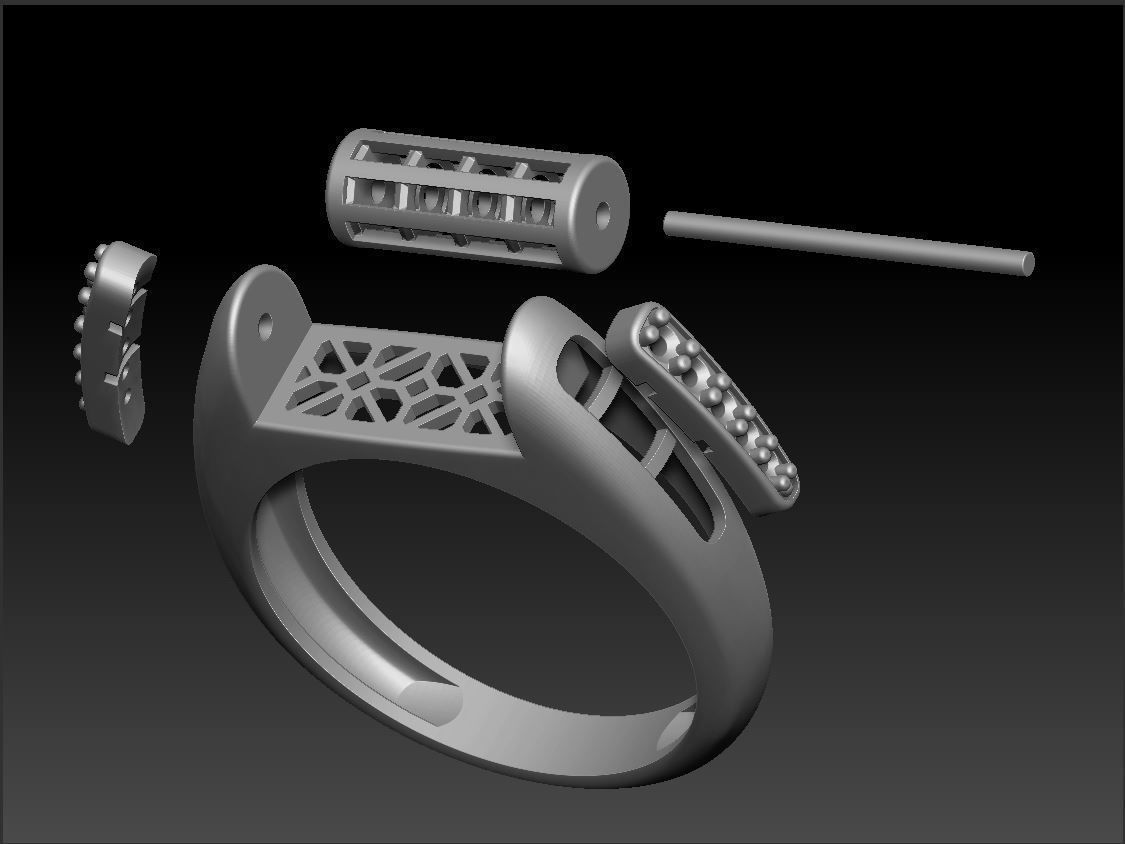 Diamond ring Moving 3D print model_10