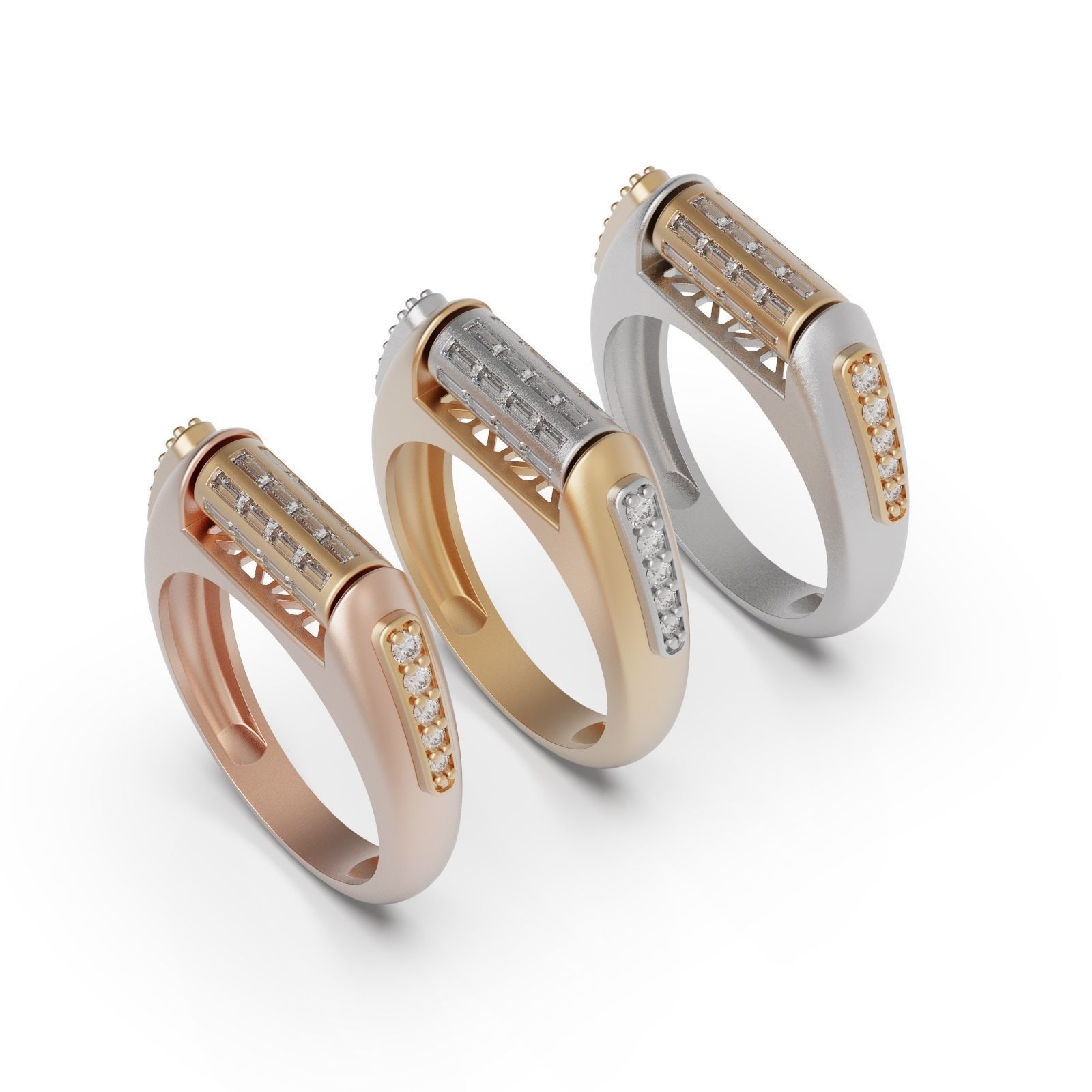 Diamond ring Moving 3D print model_9