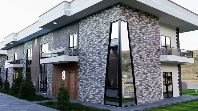 Blender Twin Villa Scene