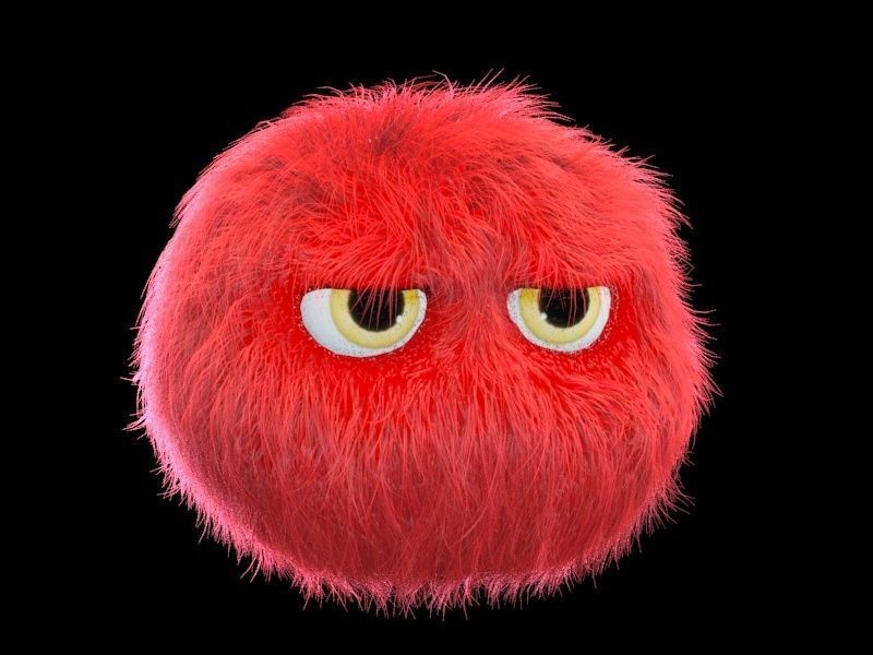 cartoon fur ball Low-poly 3D model_4