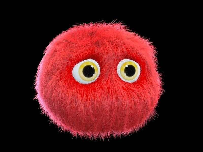 cartoon fur ball Low-poly 3D model_5