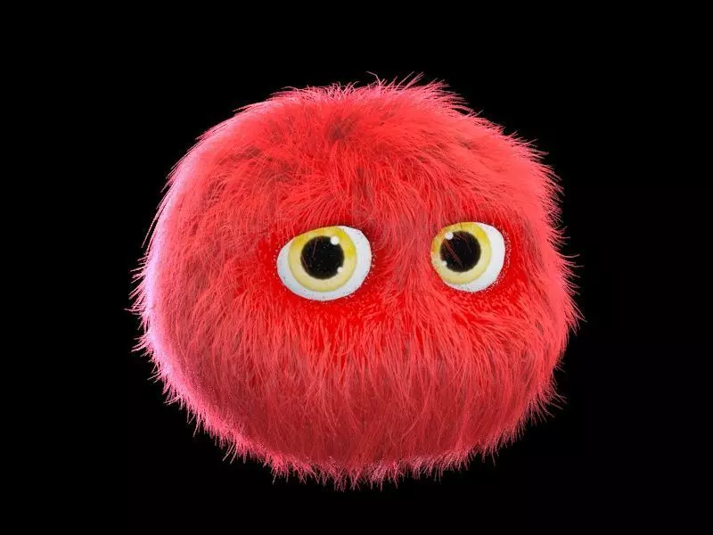 cartoon fur ball Low-poly 3D model_0