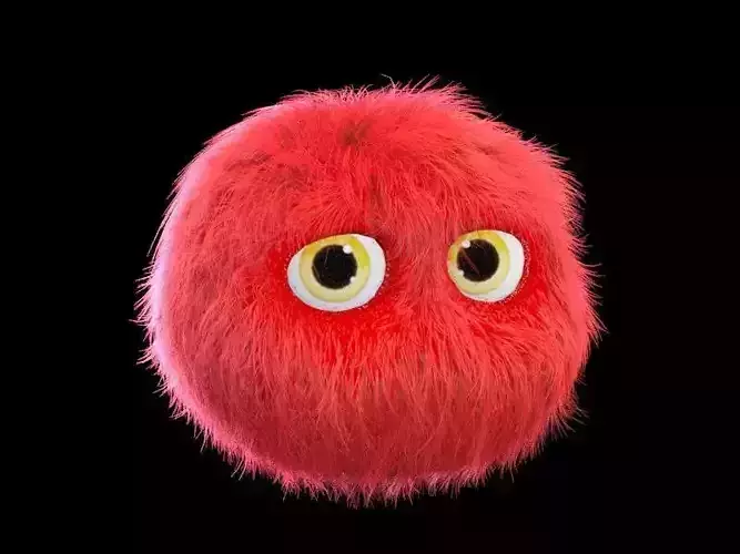 cartoon fur ball Low-poly 3D model