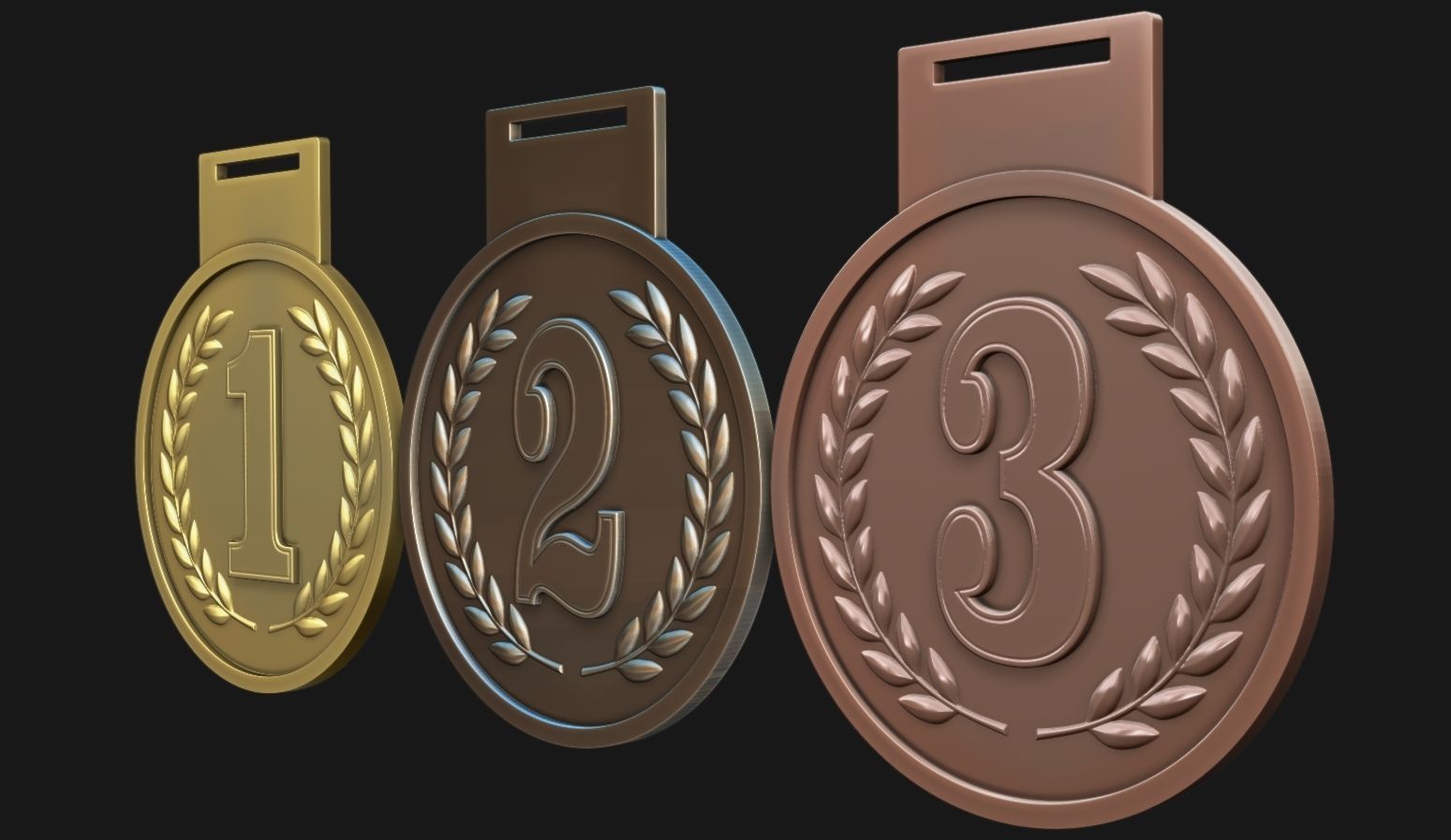 Award Medal 1-2-3 3D print model_1