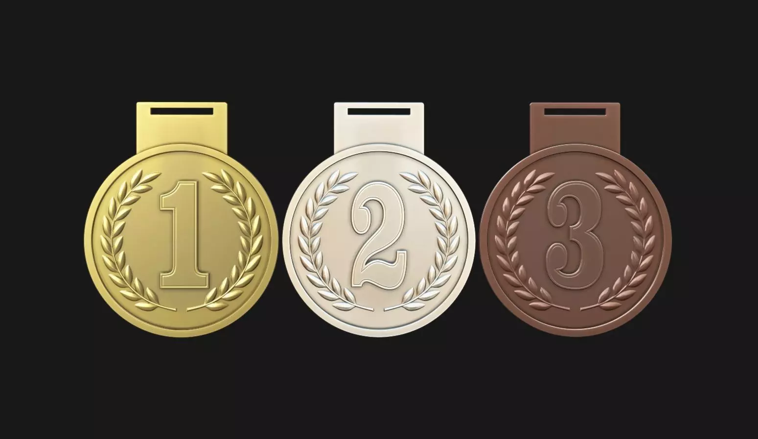 Award Medal 1-2-3 3D print model_0