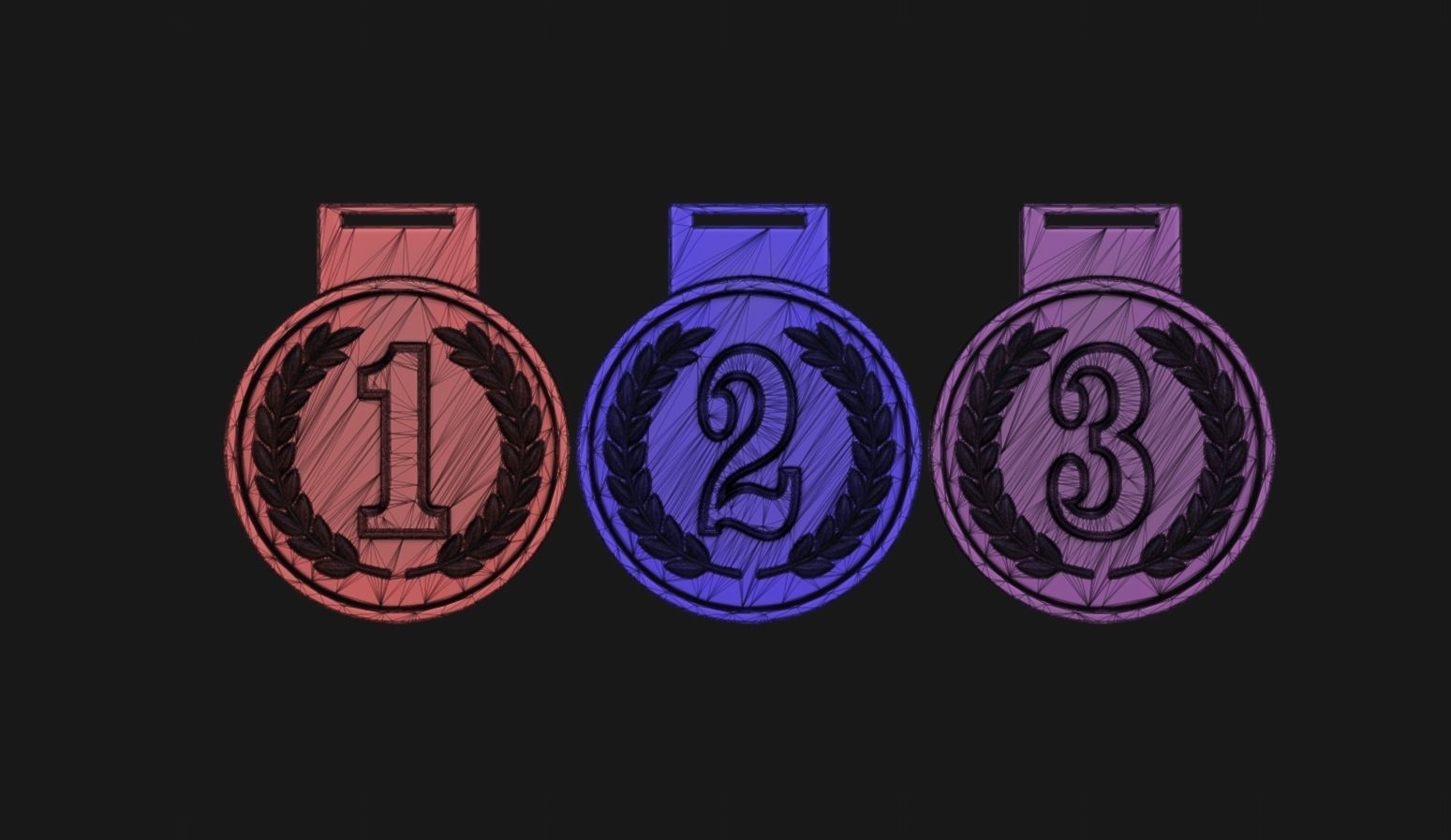 Award Medal 1-2-3 3D print model_6