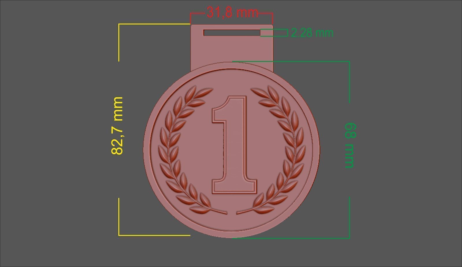 Award Medal 1-2-3 3D print model_9