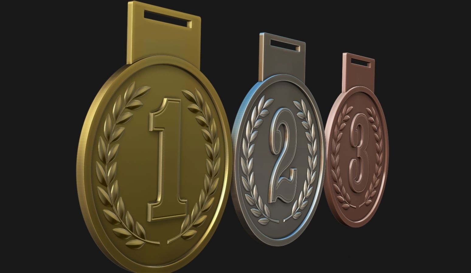 Award Medal 1-2-3 3D print model_2