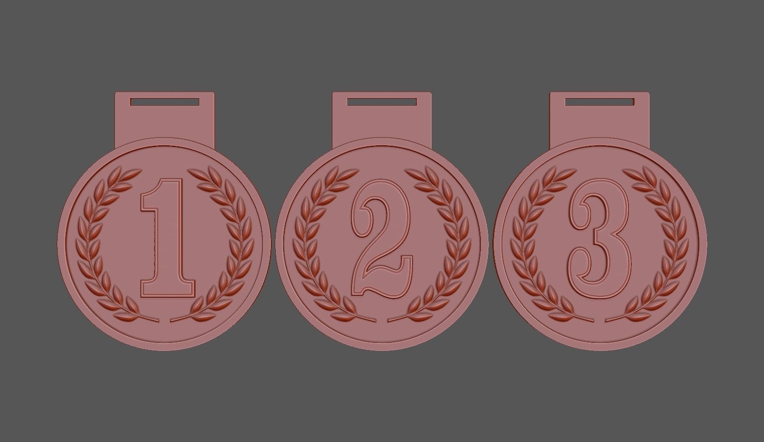 Award Medal 1-2-3 3D print model_3