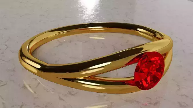 Ruby ring Low-poly 3D model