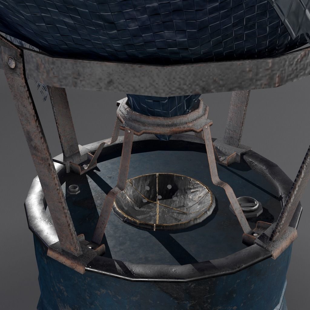 RainWaterBarrelCollector barrel with cloth Low-poly 3D model_5