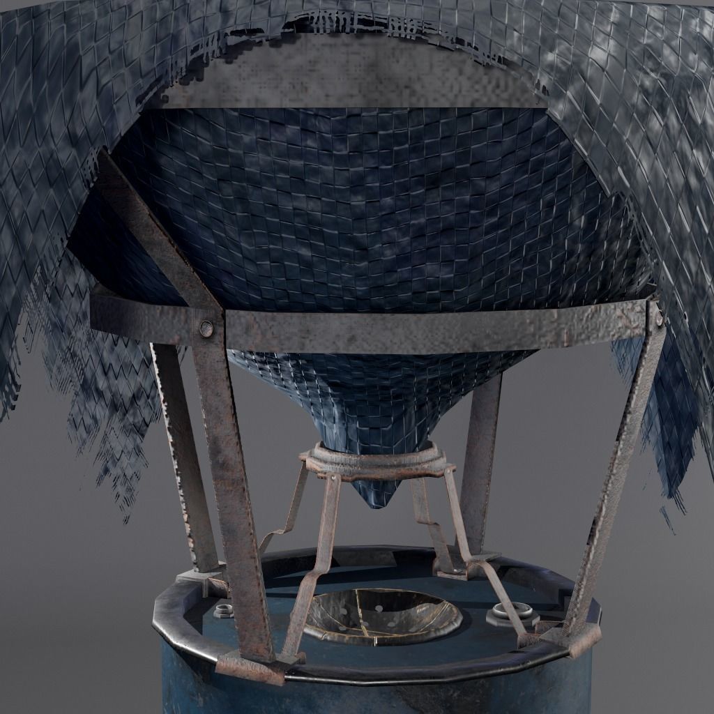 RainWaterBarrelCollector barrel with cloth Low-poly 3D model_4
