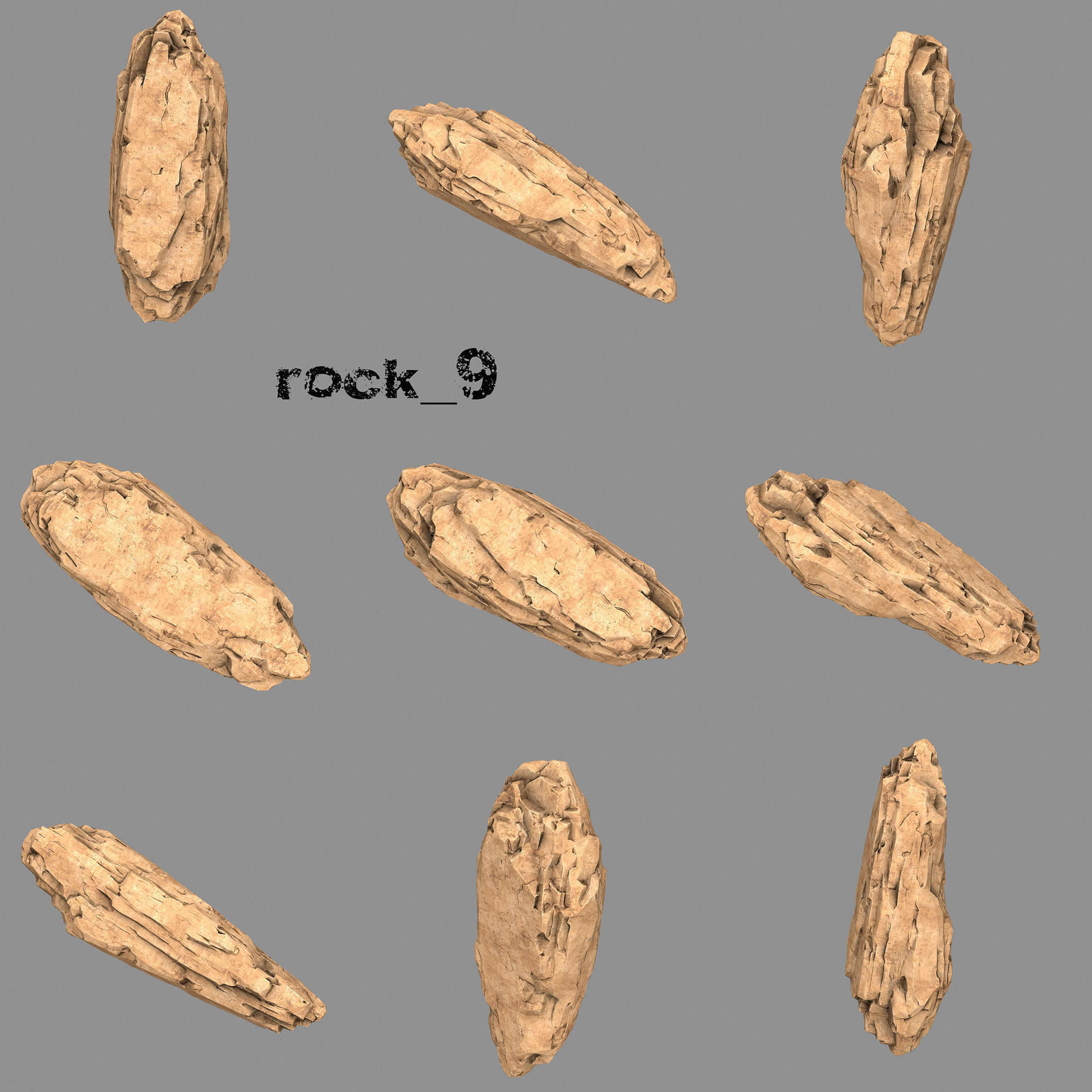 Rock Set of rocks and stones Low-poly 3D model_7