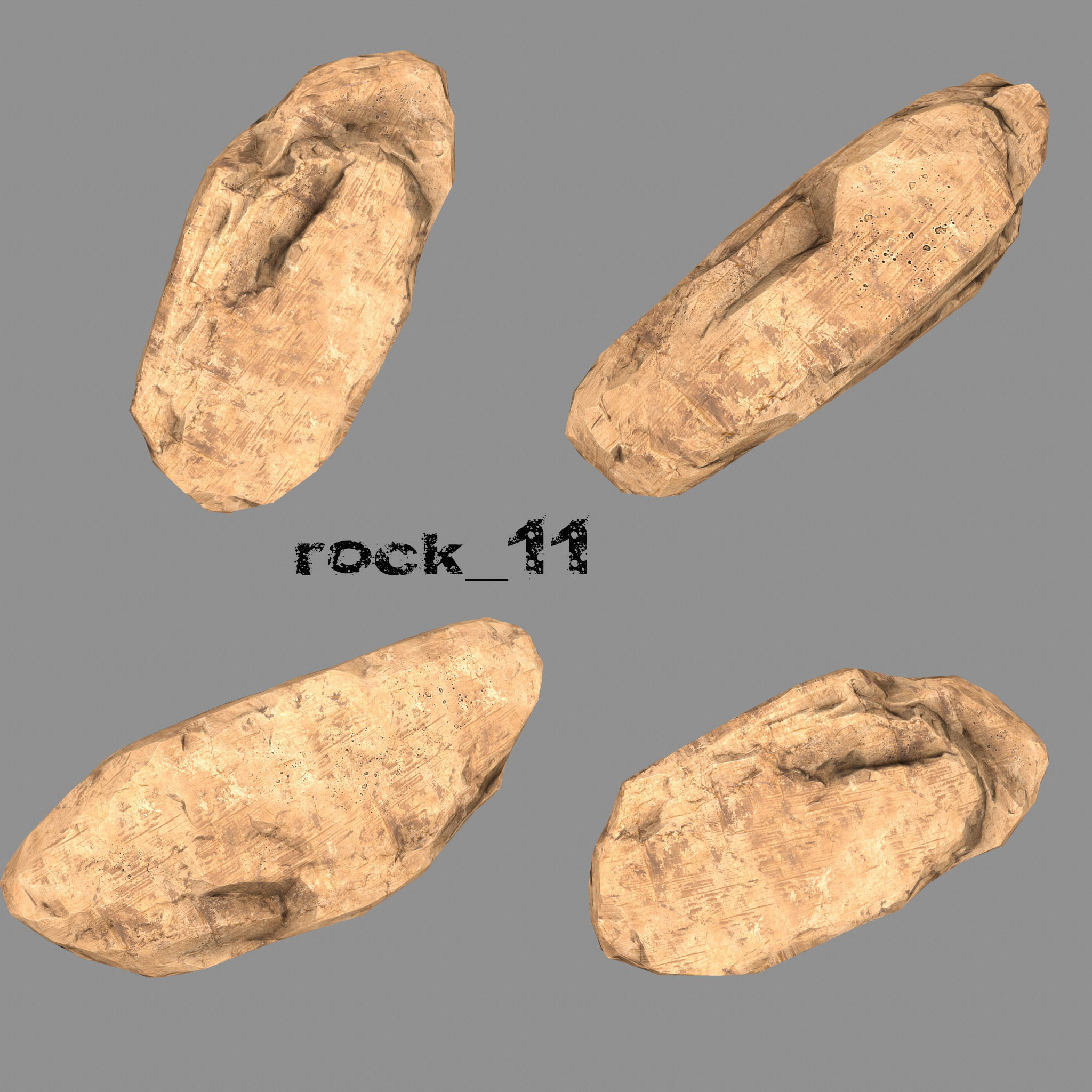 Rock Set of rocks and stones Low-poly 3D model_11