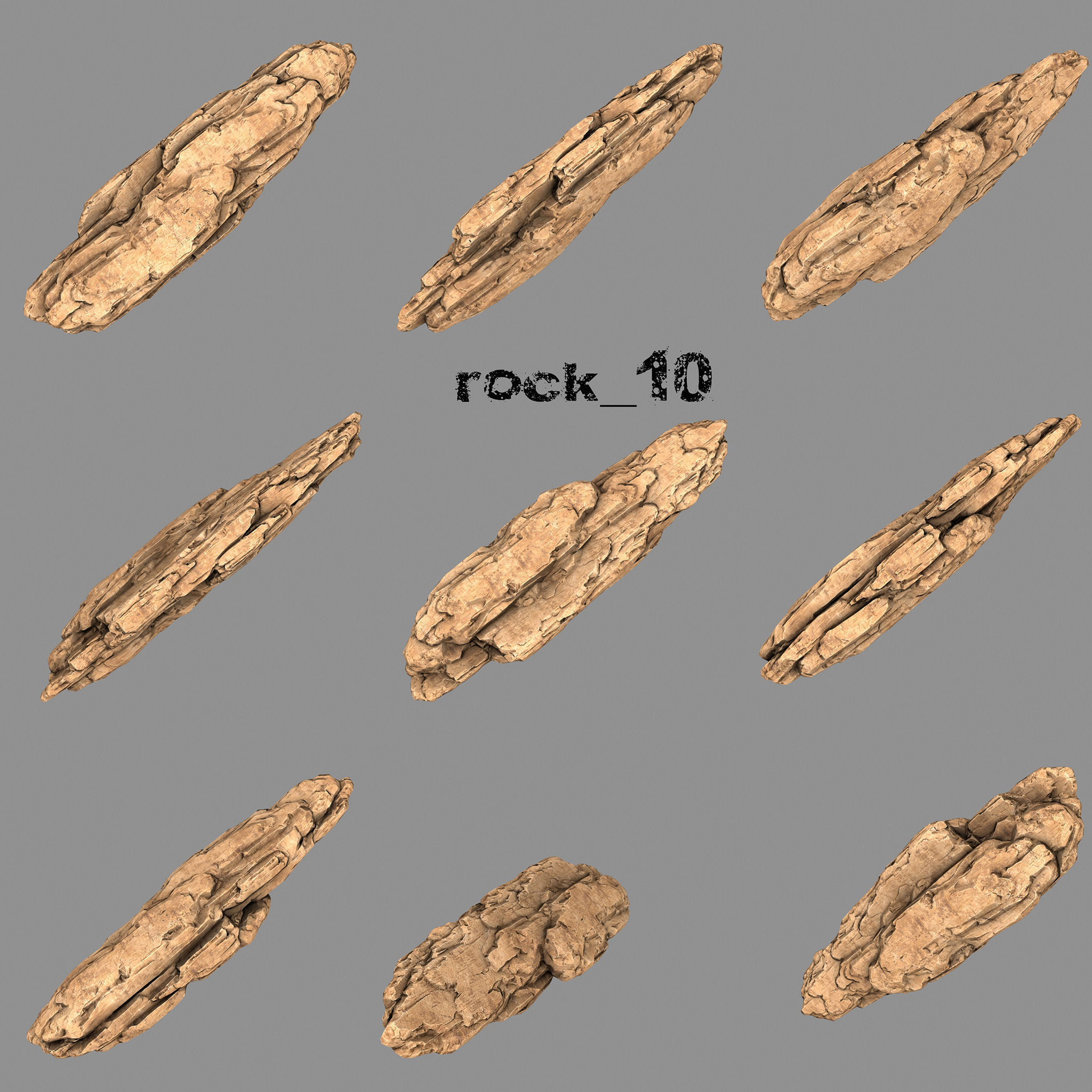Rock Set of rocks and stones Low-poly 3D model_2