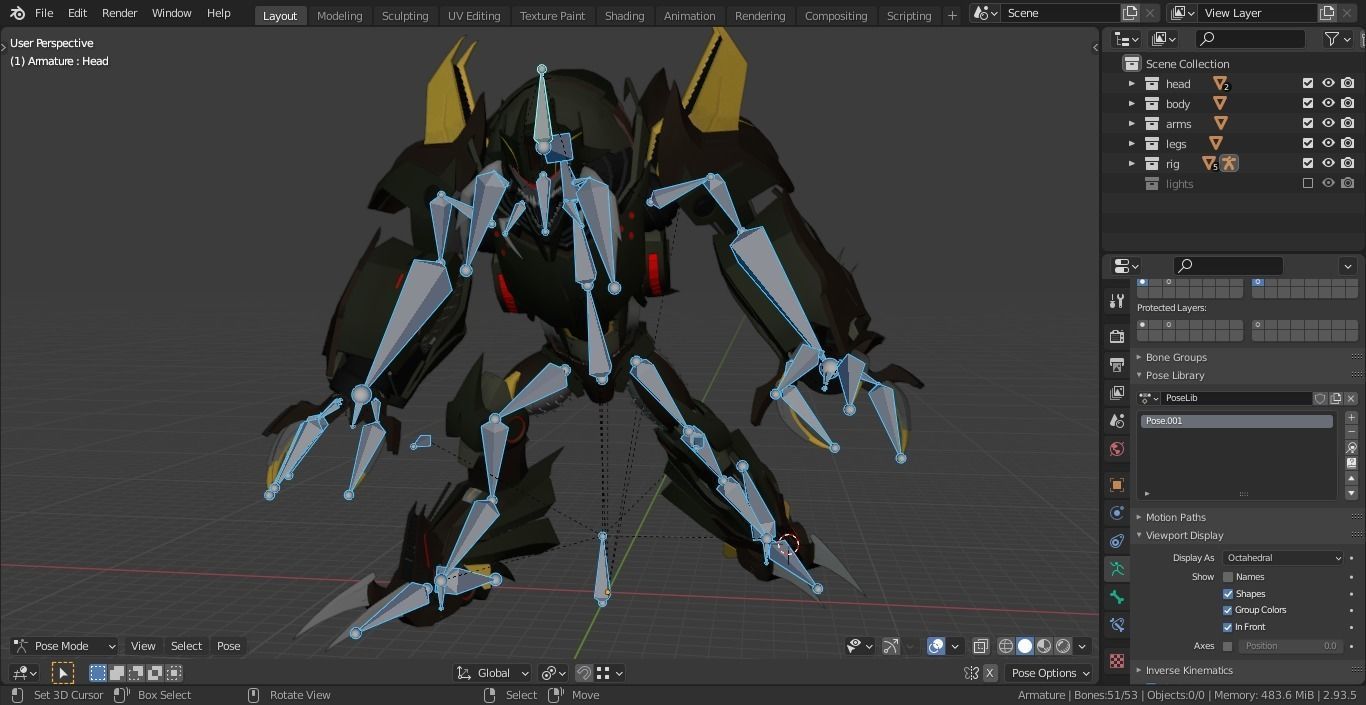 Insecticon Transformers Prime Character Rig Low-poly 3D model_12
