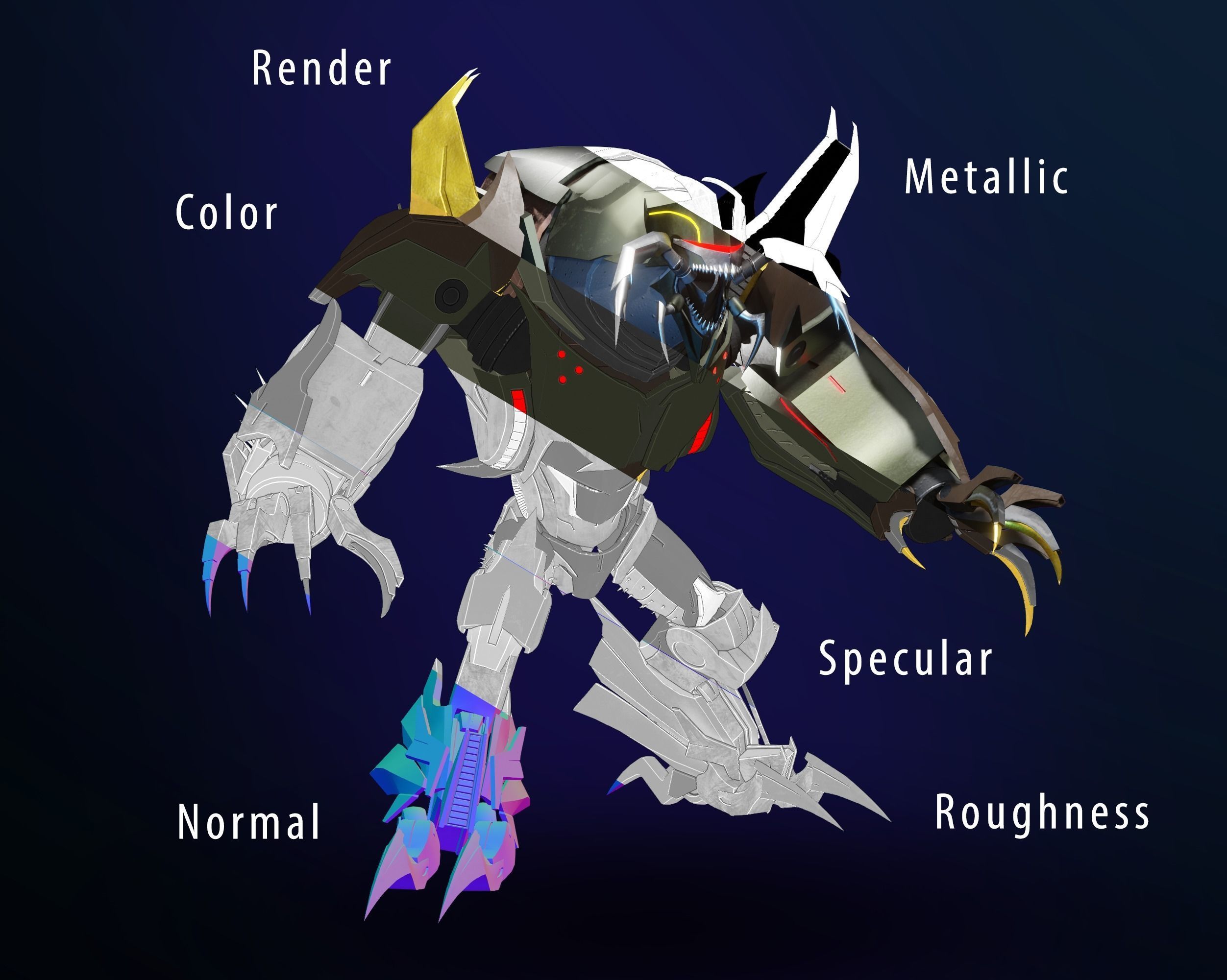 Insecticon Transformers Prime Character Rig Low-poly 3D model_11