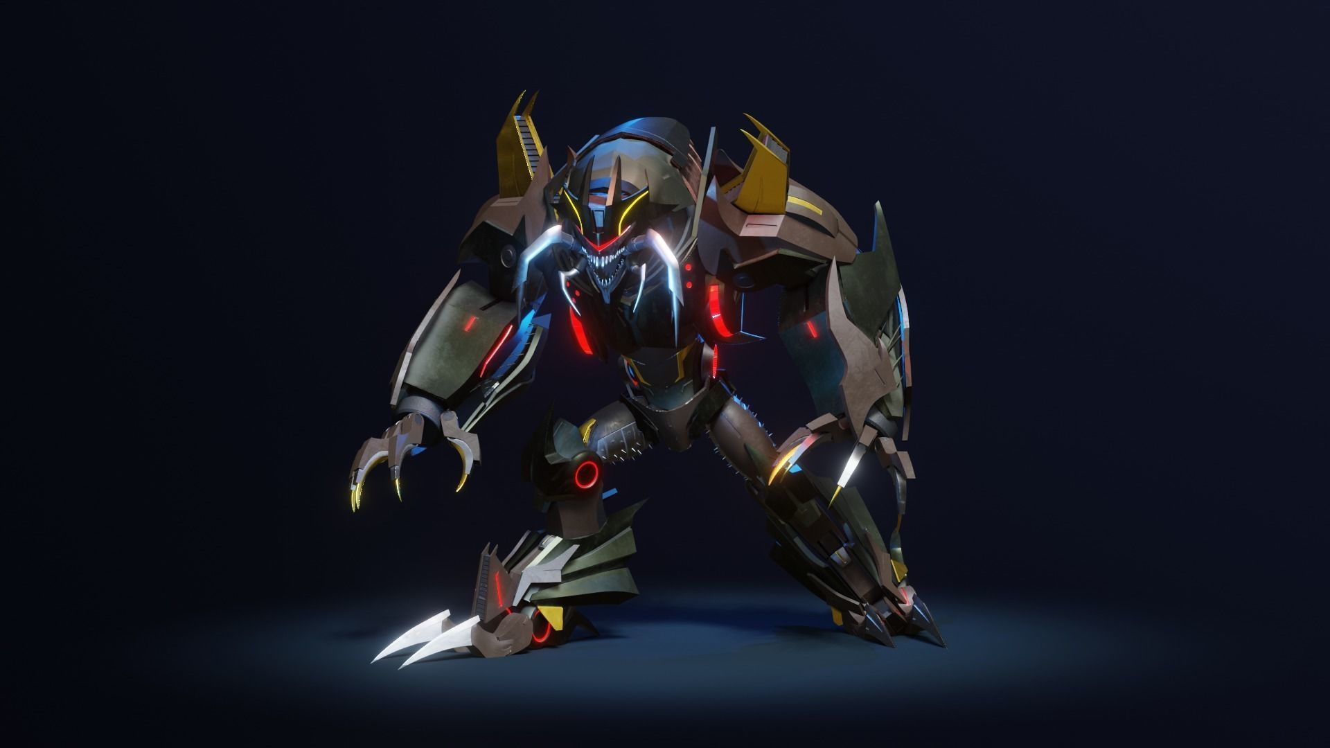 Insecticon Transformers Prime Character Rig Low-poly 3D model_3