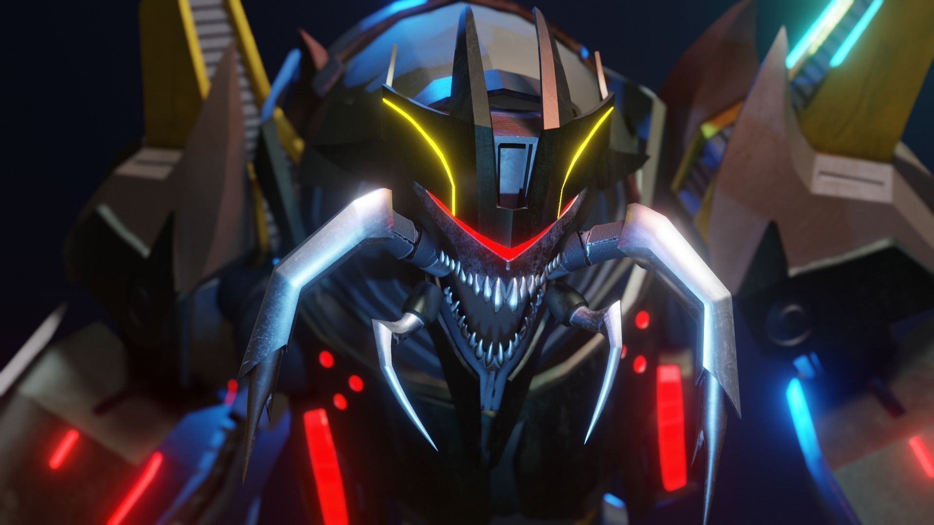 Insecticon Transformers Prime Character Rig Low-poly 3D model_7