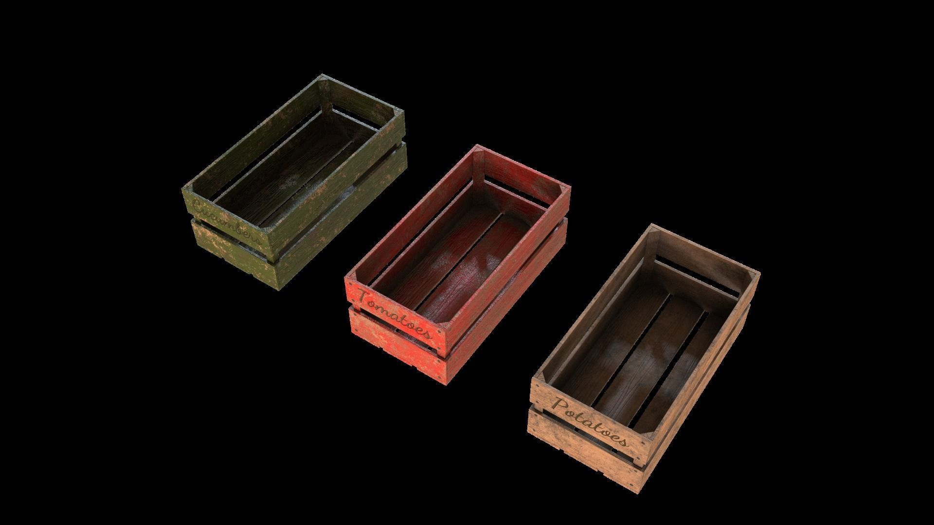 Wooden box 3D model_9