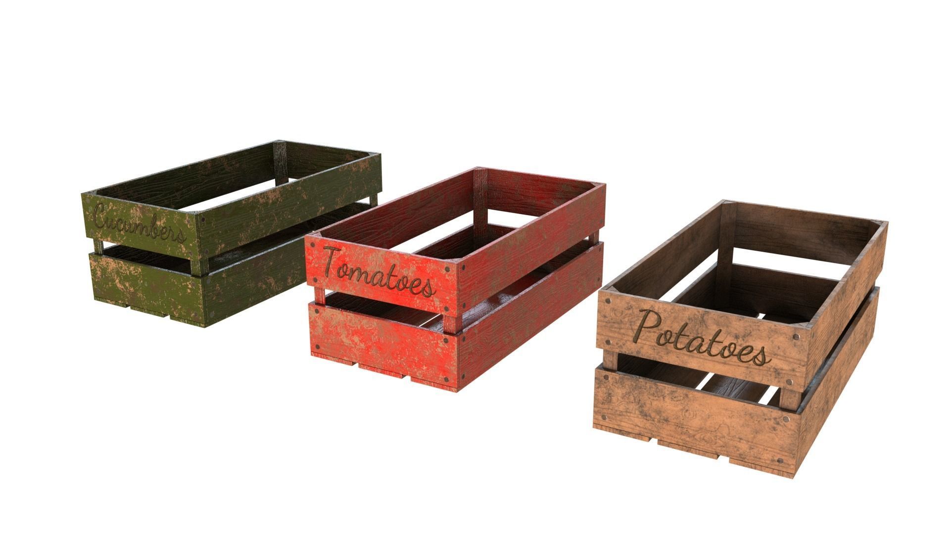 Wooden box 3D model_0