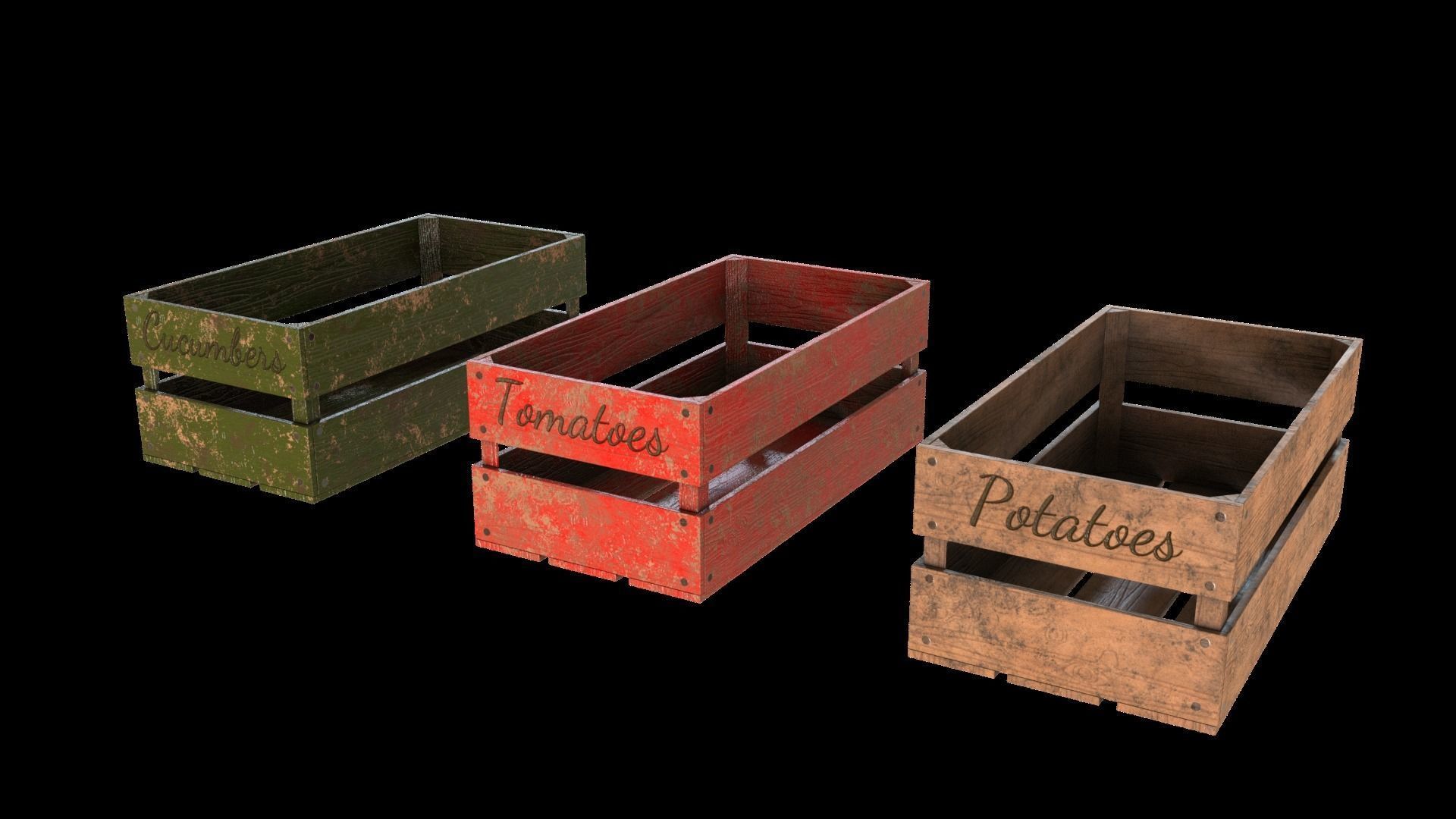 Wooden box 3D model_1