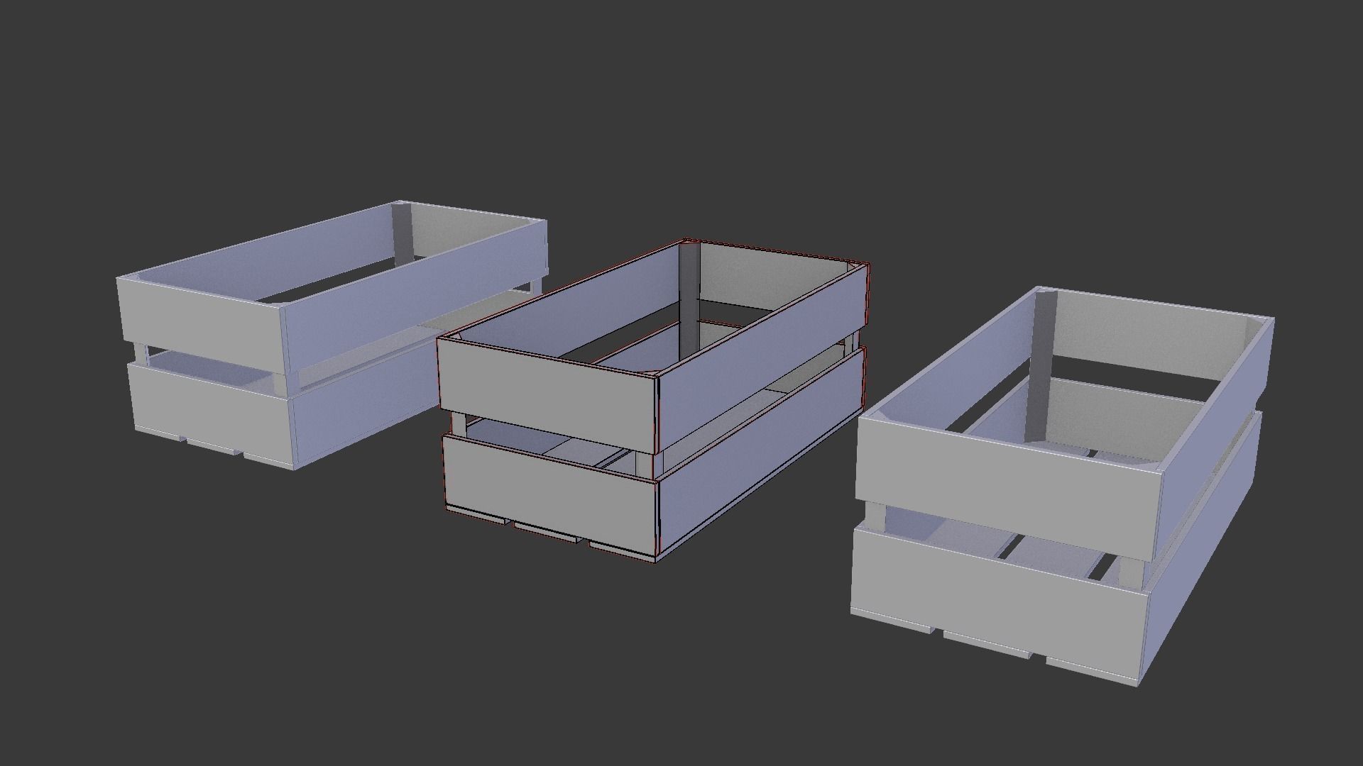 Wooden box 3D model_3