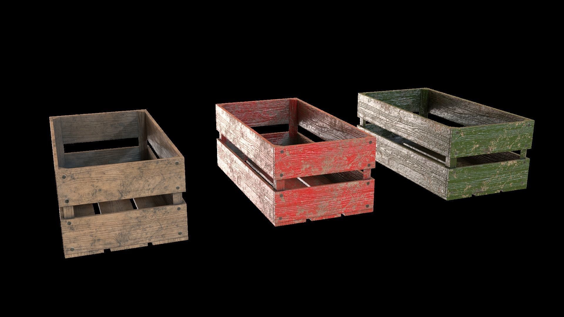 Wooden box 3D model_7