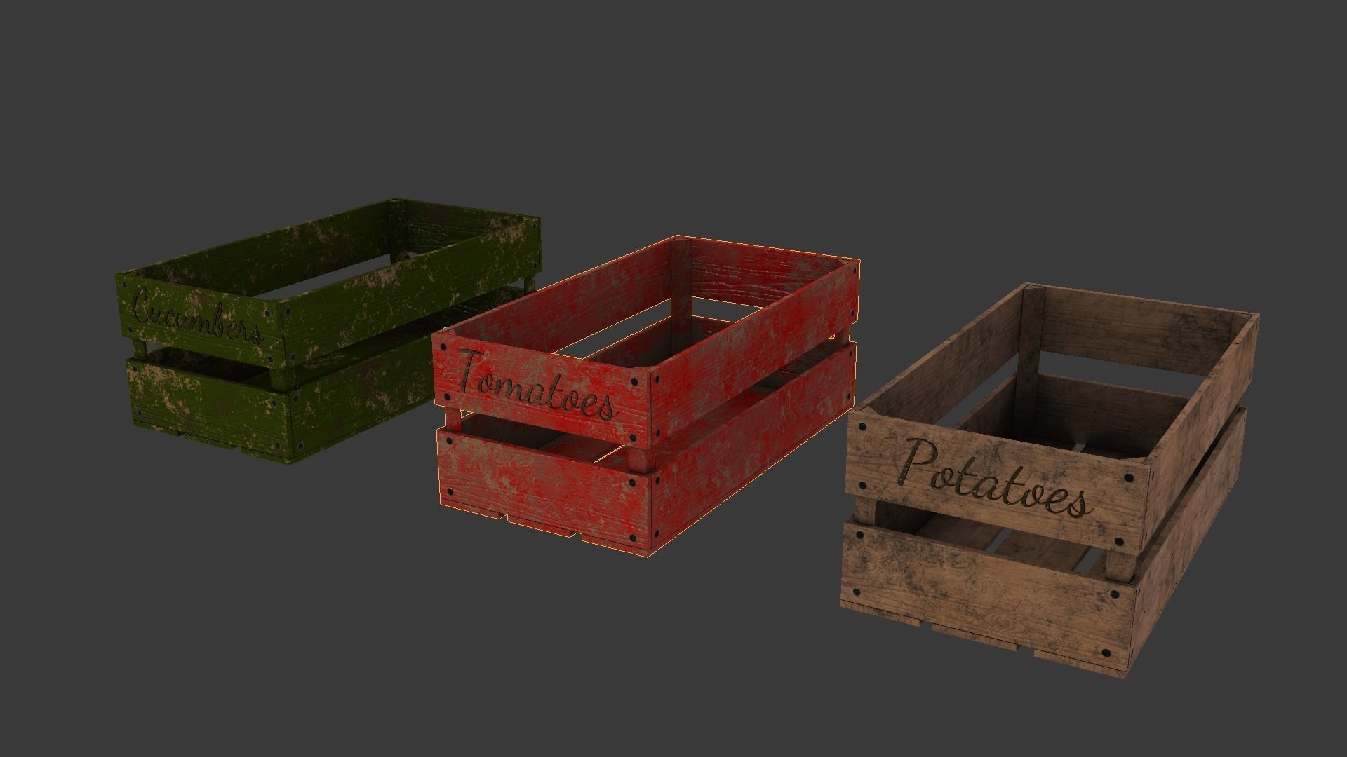 Wooden box 3D model_5