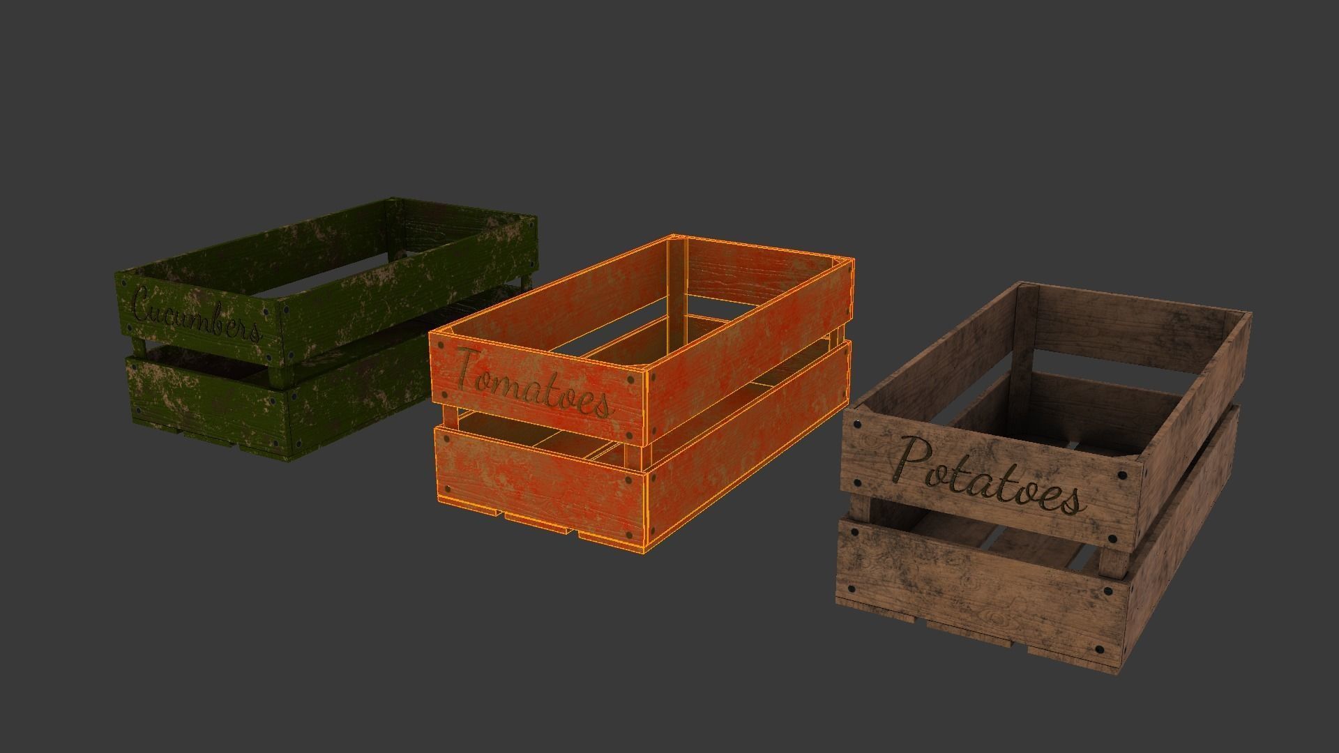 Wooden box 3D model_2