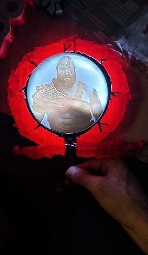 Led lamp God of War and lithophane Kratos in the omega 3D print model