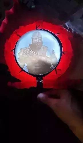 Led lamp God of War and lithophane Kratos in the omega 3D print model