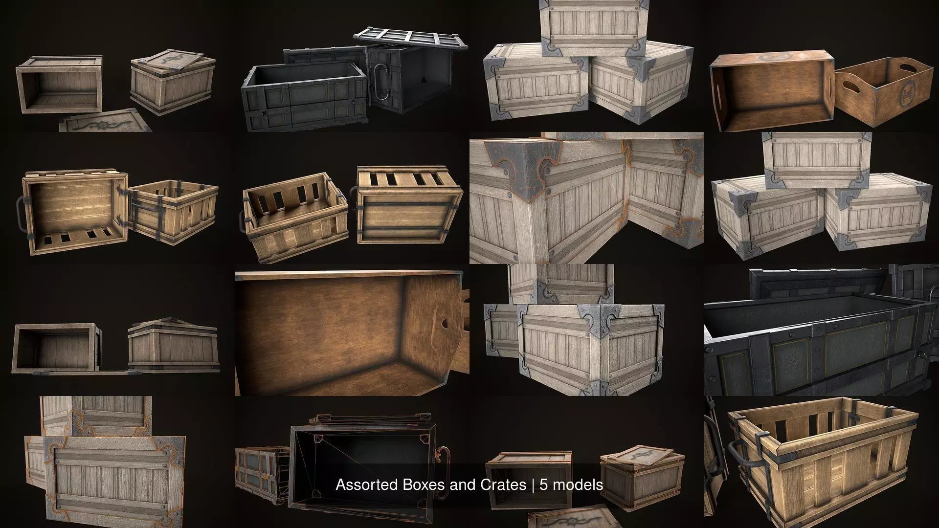 Assorted Boxes and Crates 3D Model Collection_0