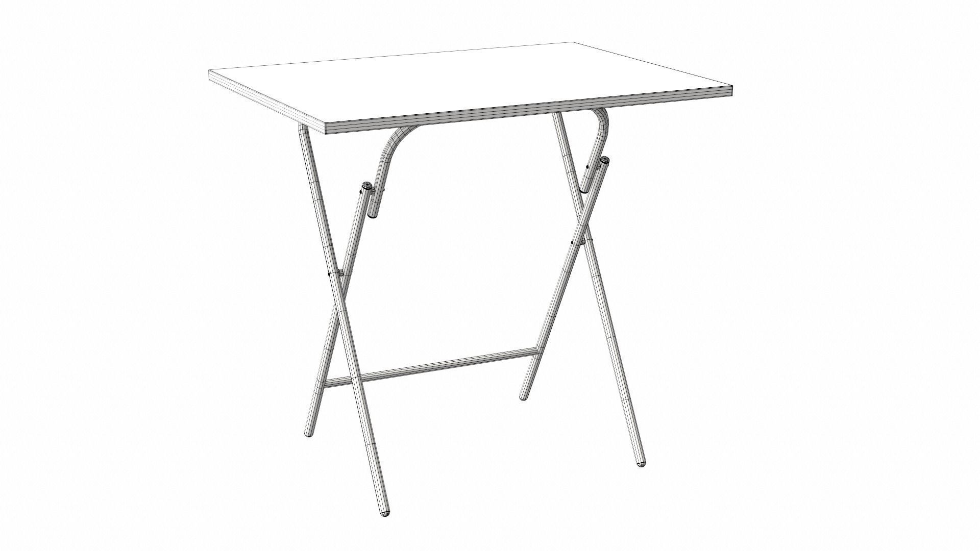 EasyFold study Table teak finish Low-poly 3D model_7