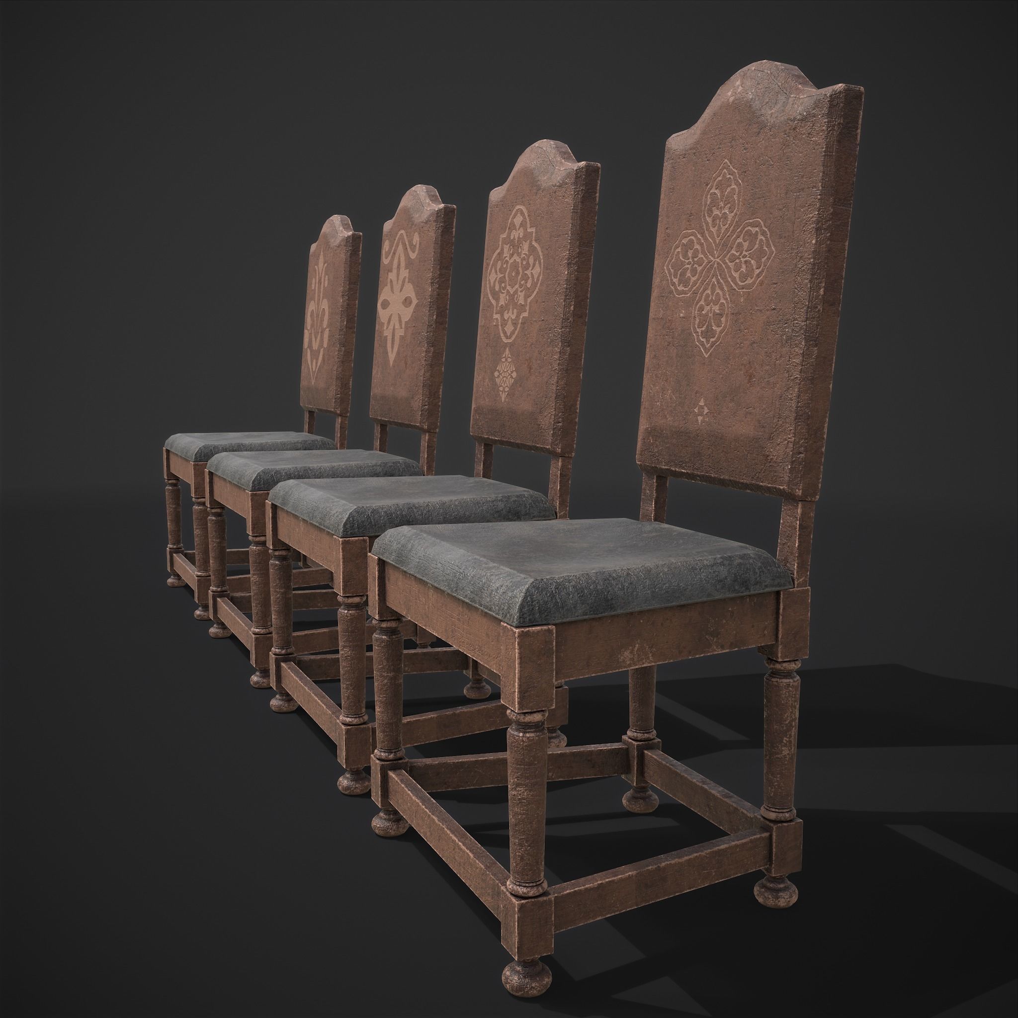 Elegant Round Table and Chairs 3D Model Collection_14