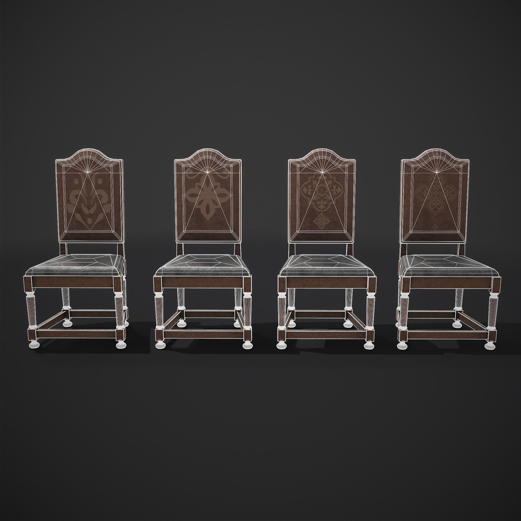 Elegant Round Table and Chairs 3D Model Collection_13