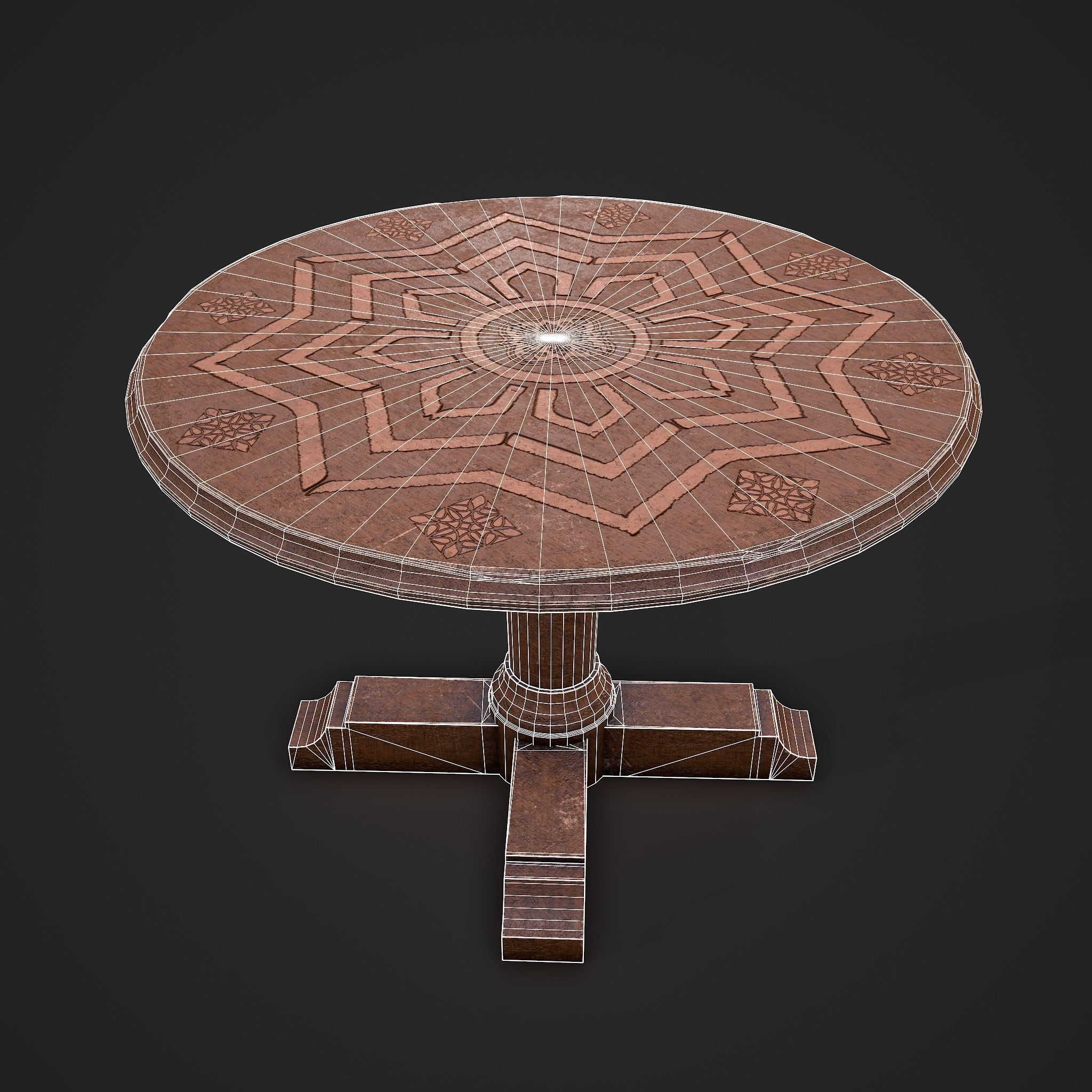 Elegant Round Table and Chairs 3D Model Collection_21