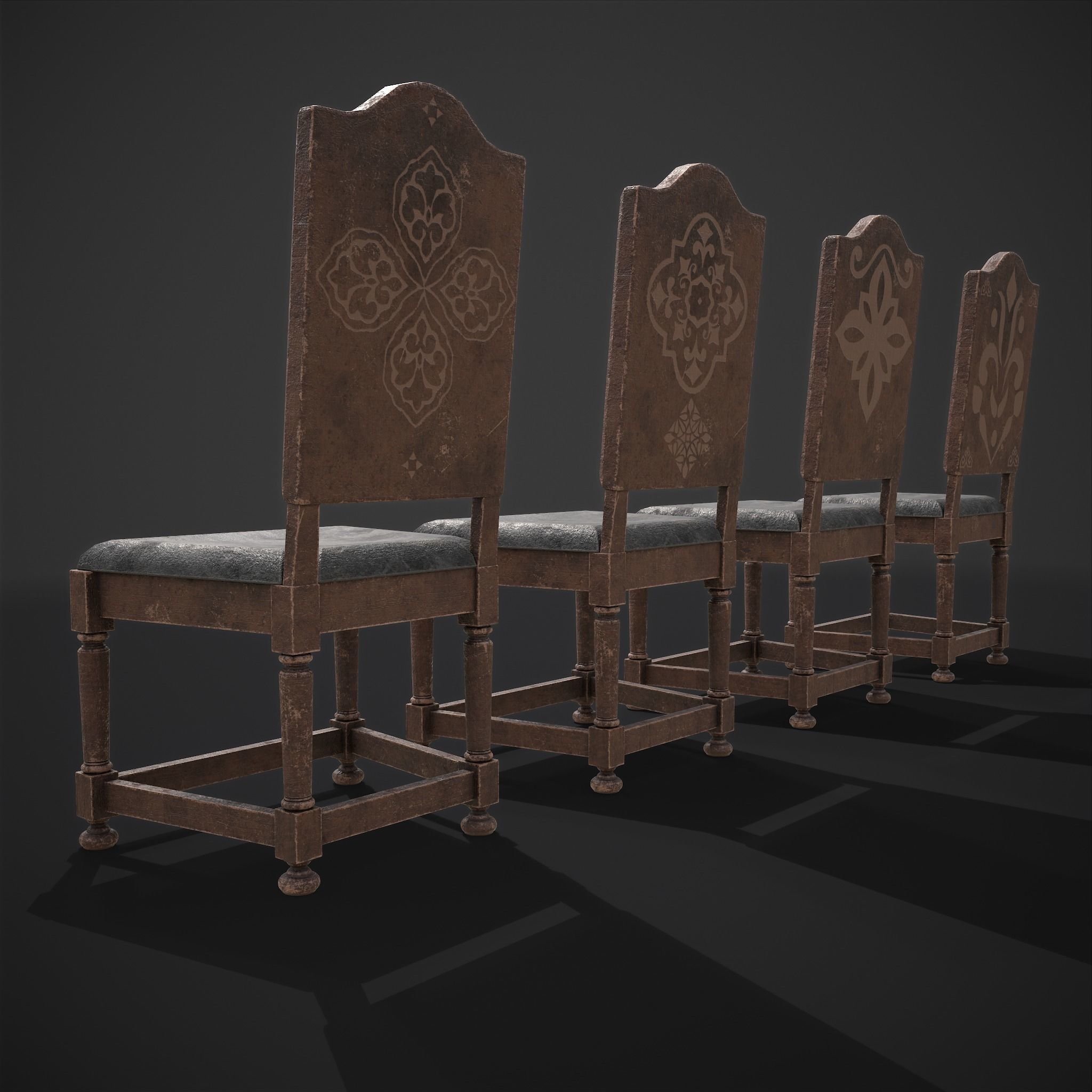 Elegant Round Table and Chairs 3D Model Collection_16