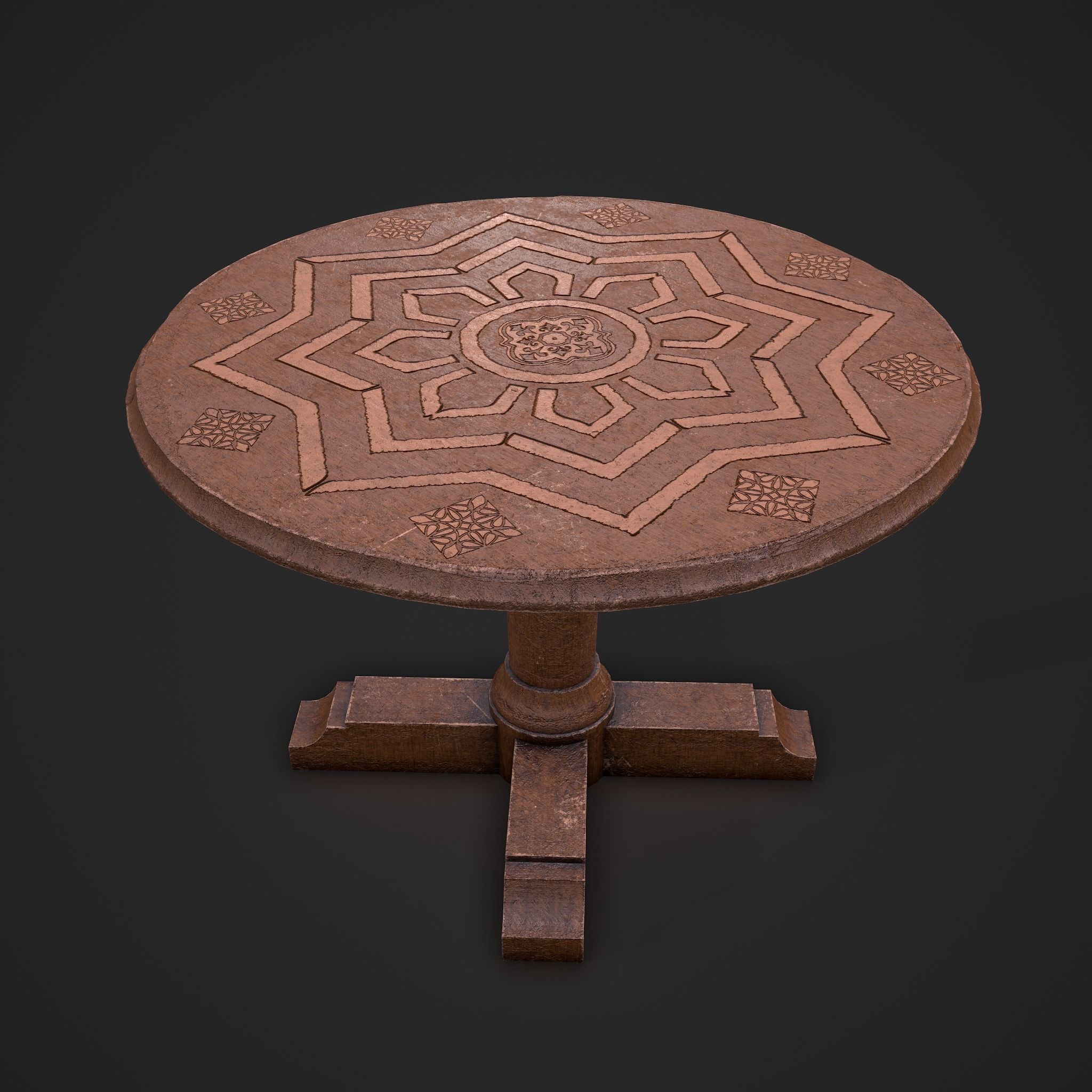 Elegant Round Table and Chairs 3D Model Collection_20
