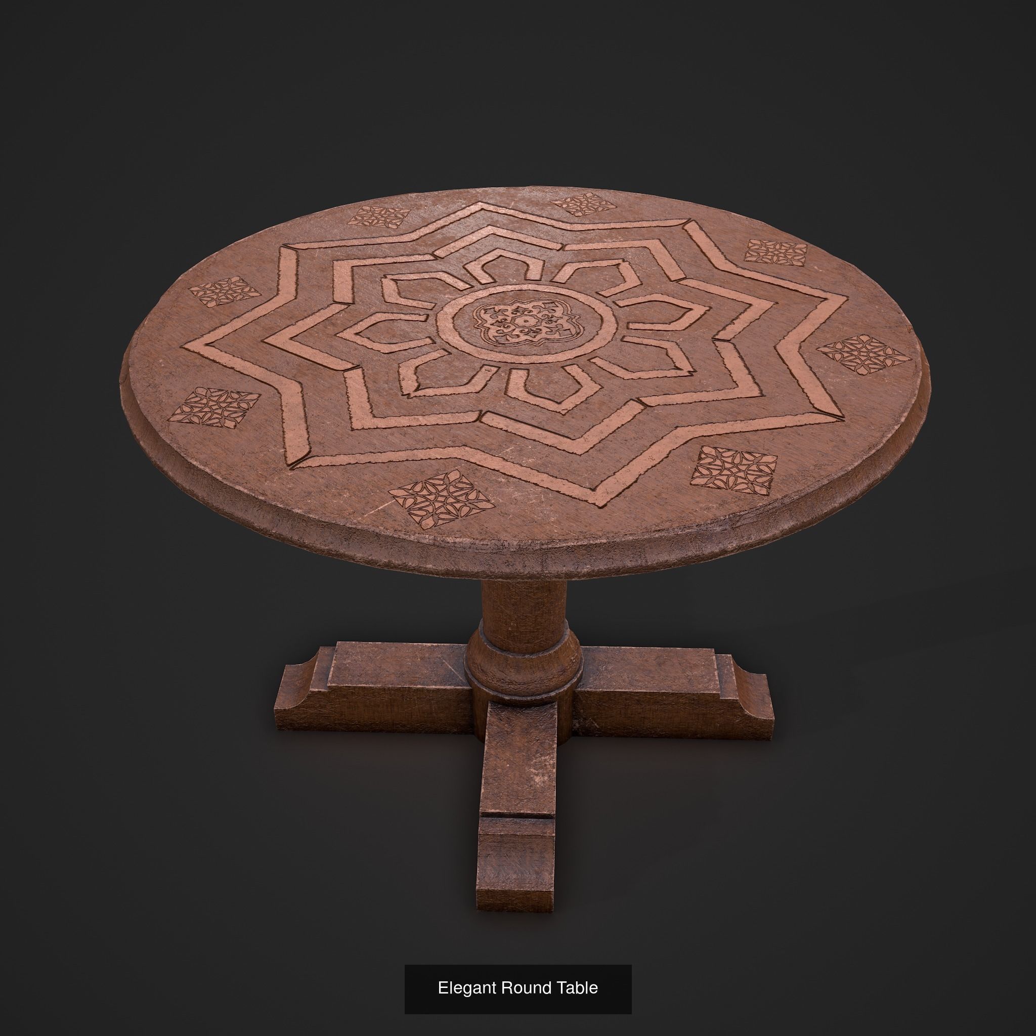 Elegant Round Table and Chairs 3D Model Collection_8